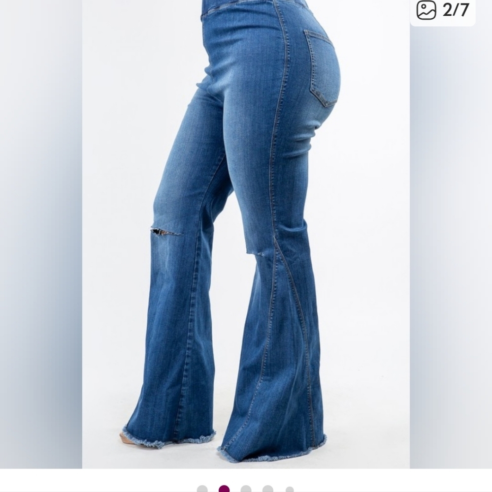 High Waist Denim Flare Pants